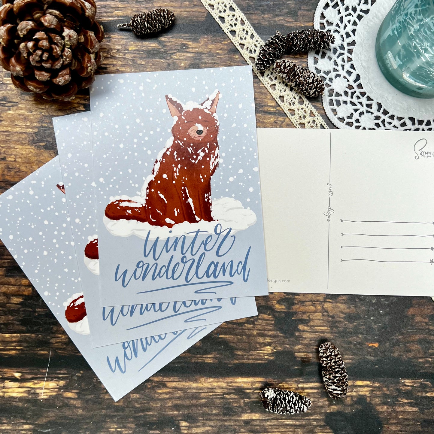 Postkarte - Fox Winter Wonderland